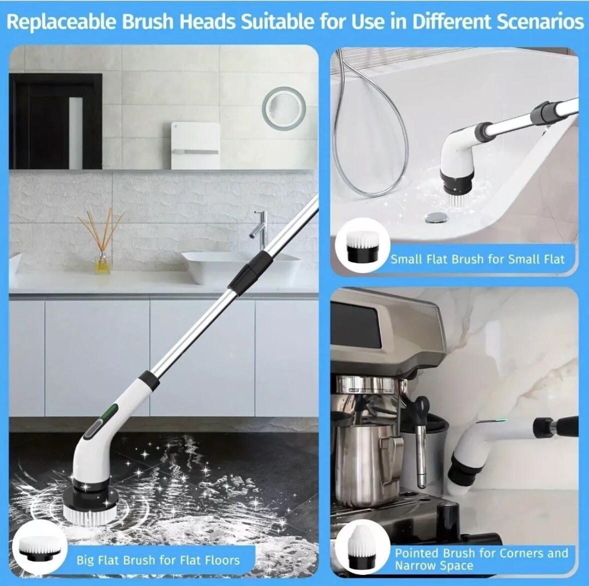7 IN 1 Electric Spin Scrubber Cordless Power Cleaning Brush Rechargeable Cleaner
