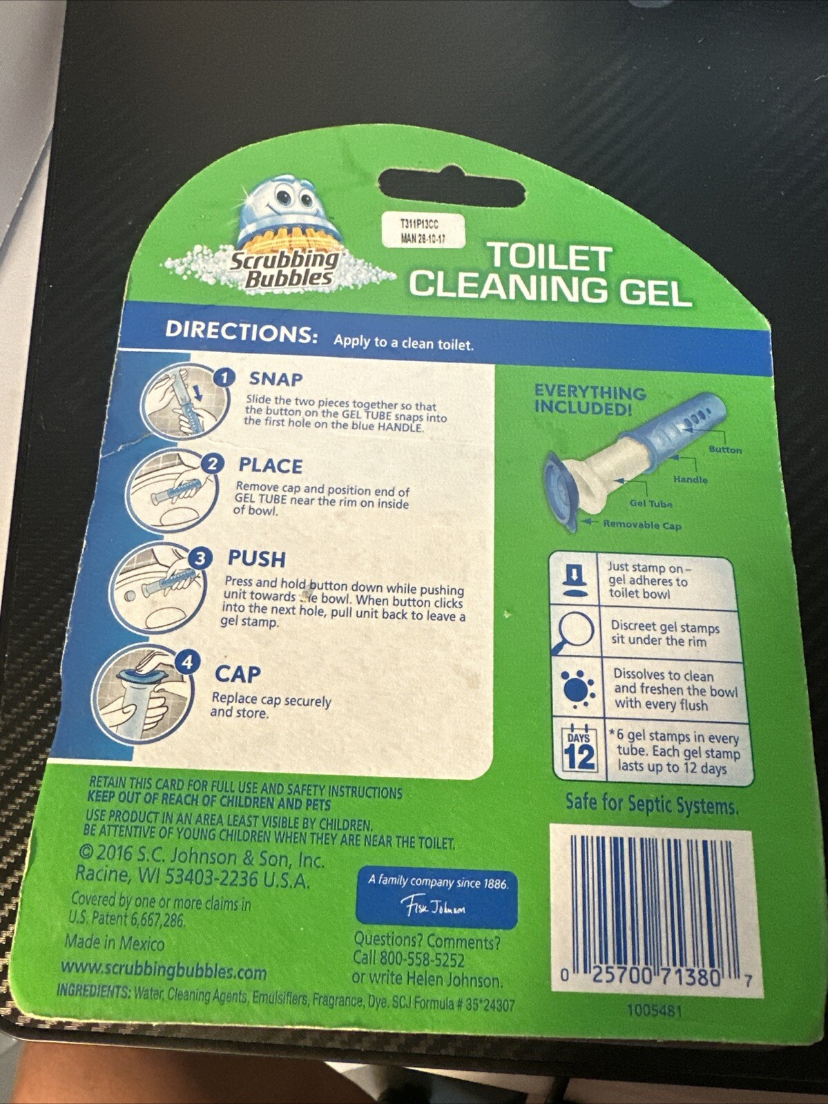(2) Scrubbing Bubbles Toilet Cleaning Gel Stamp Citrus Action Dispenser 2016