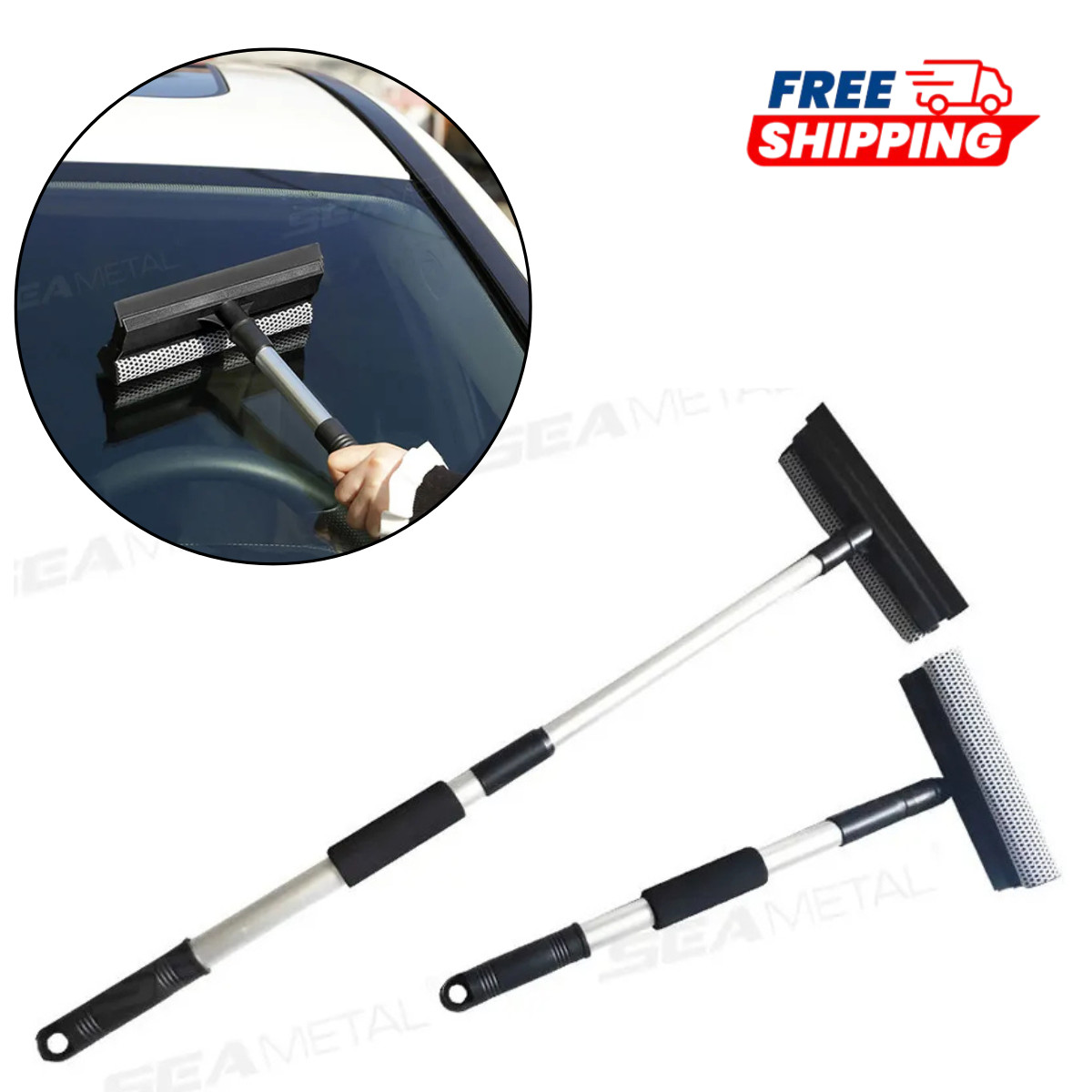 38″ Extendable Window Squeegee Cleaner Long Handle Car Cleaning Window Glass