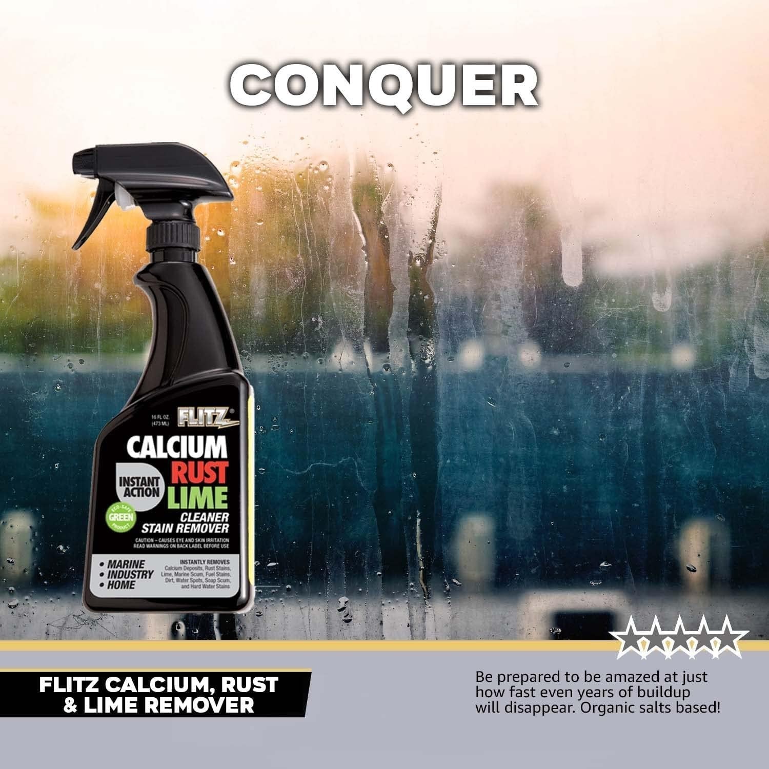 Natural Calcium, Rust & Lime Remover Spray – 16oz for Instant All-Surface Clean