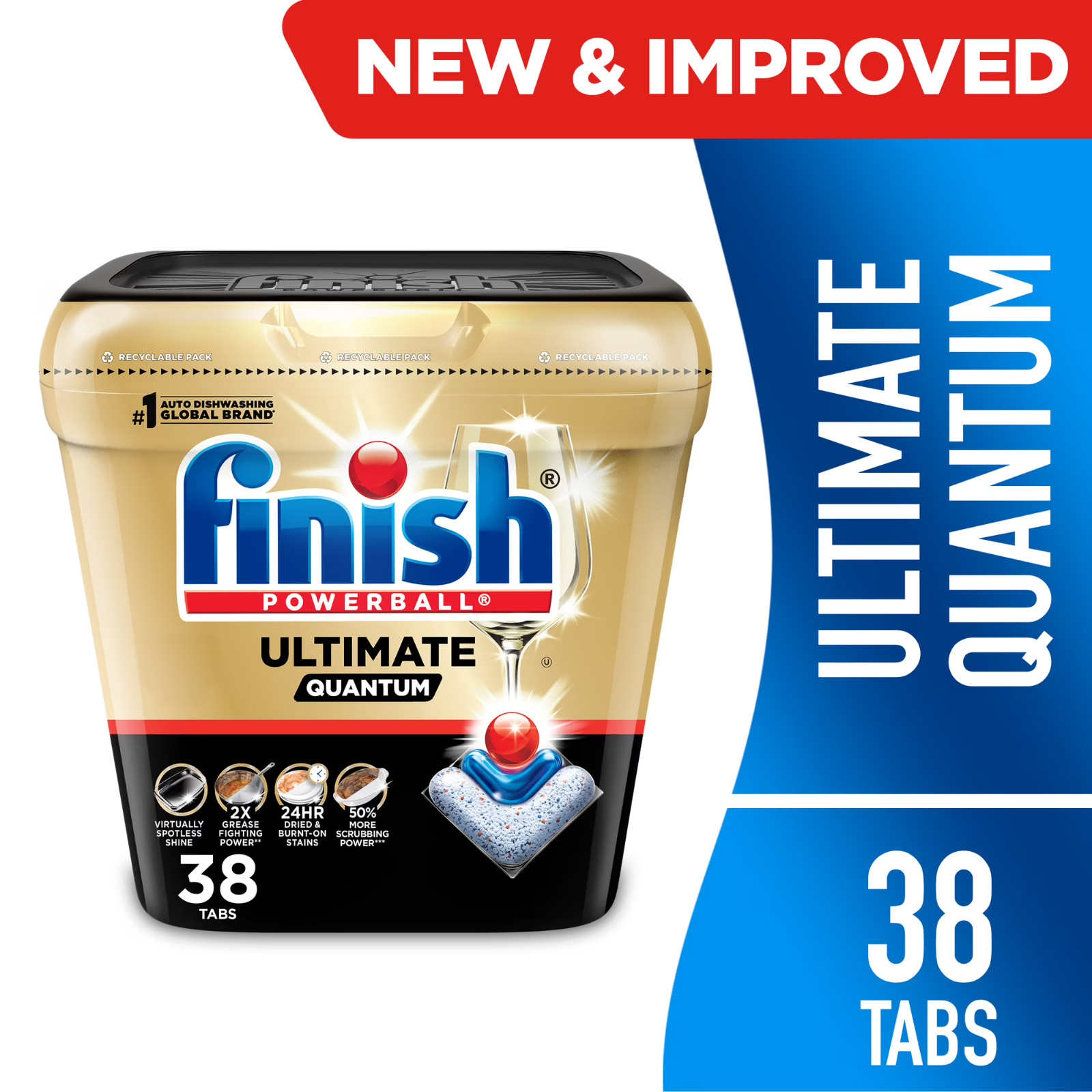 Finish Ultimate Quantum Dishwasher Pods, Dishwasher Detergent Dish Soap, 38 Tabs