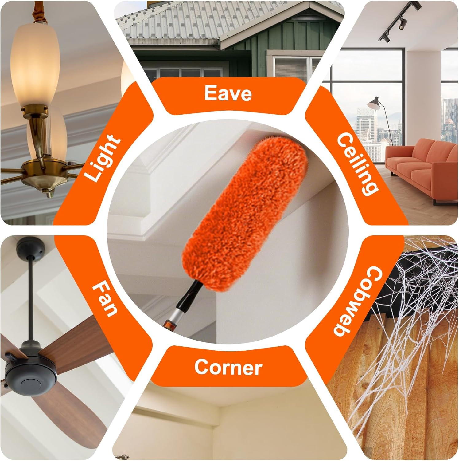 SISIUPASSIE 36FT Reach Ceiling Fan Cleaner Duster, Ceiling Fan Blade Cleaner wit