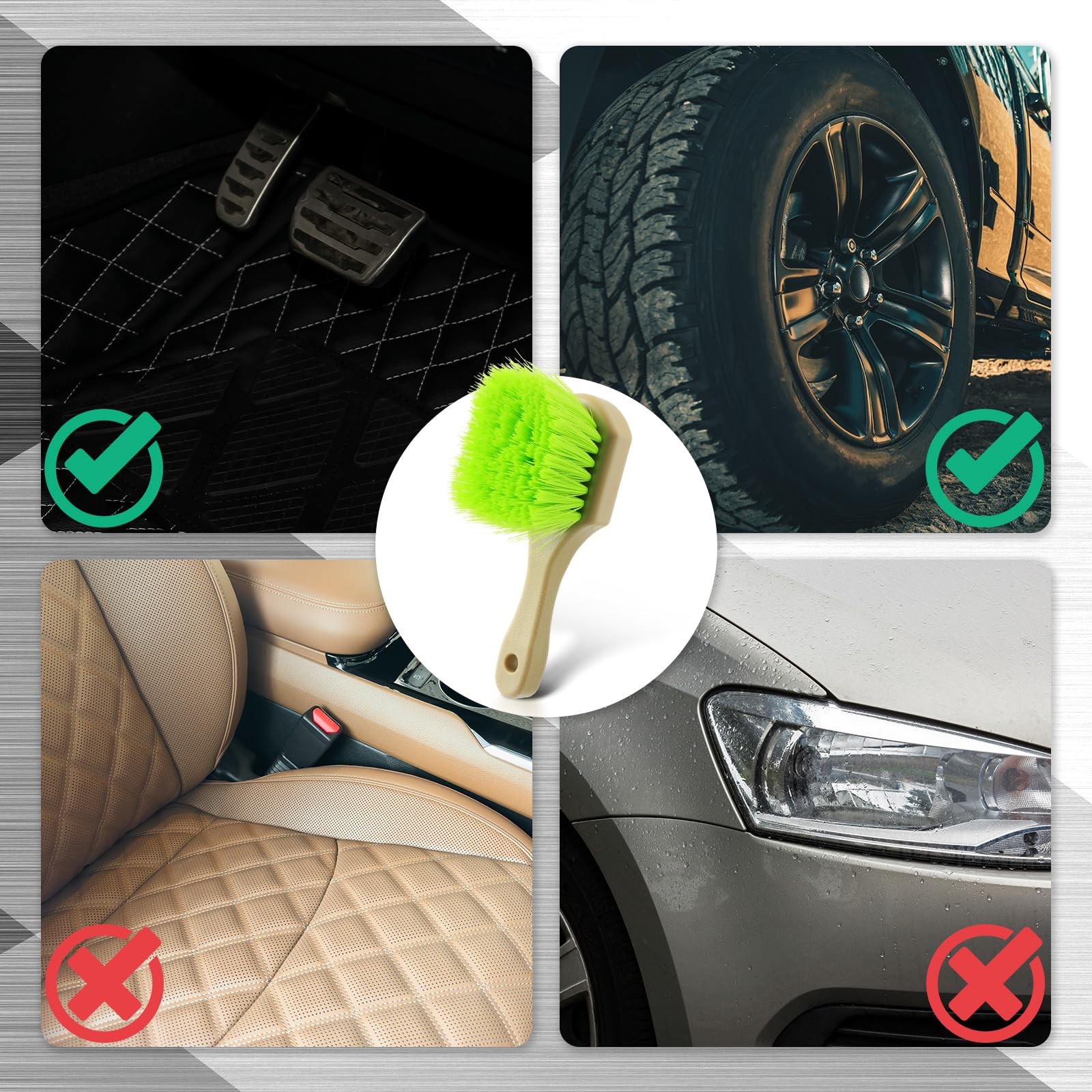 2 Pcs 10 Inch Car Wash Brush Head with Soft Detailing Bristle Flow Through Ca…