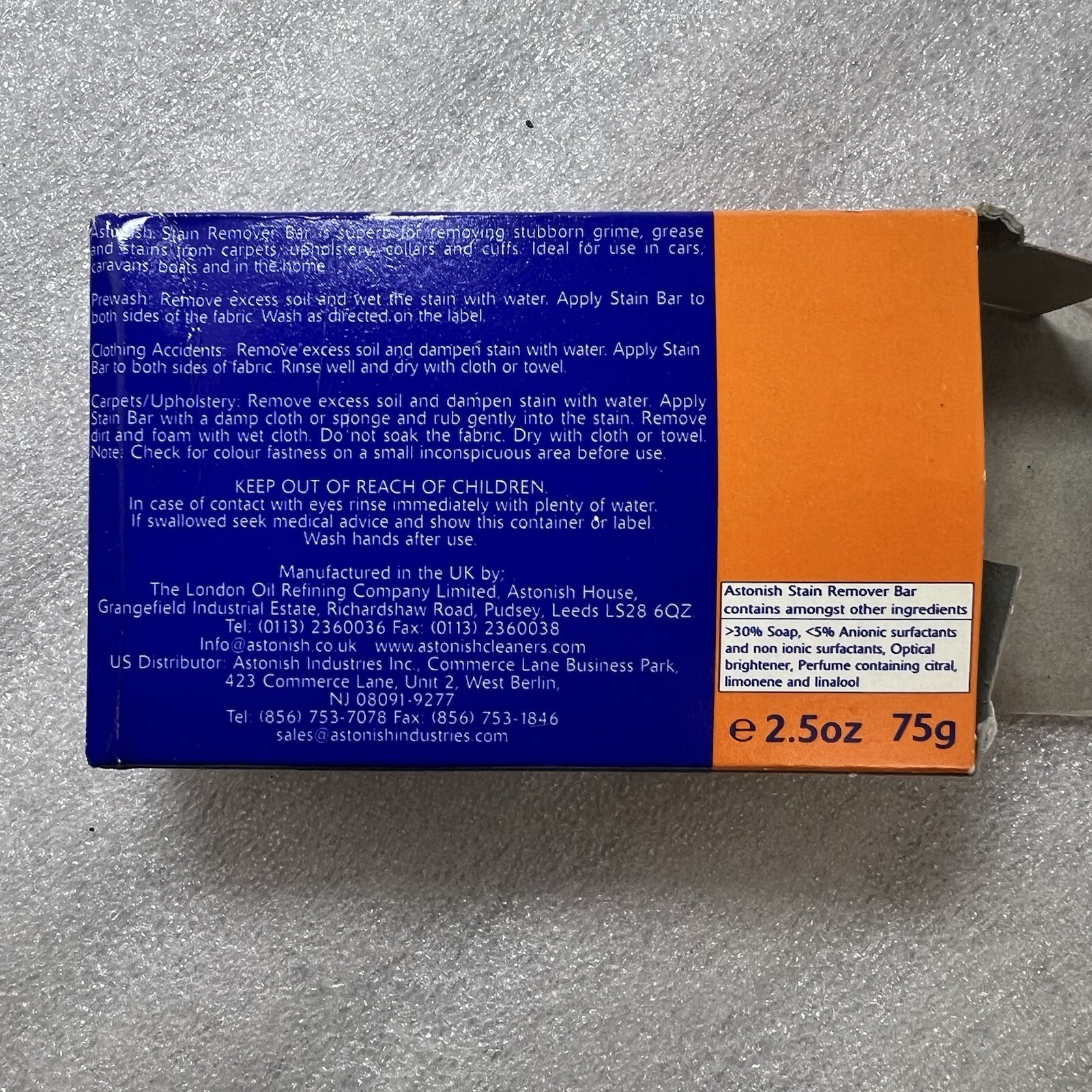 Astonish Stain Remover Bar For Clothes Carpets Upholstery Cleaning New