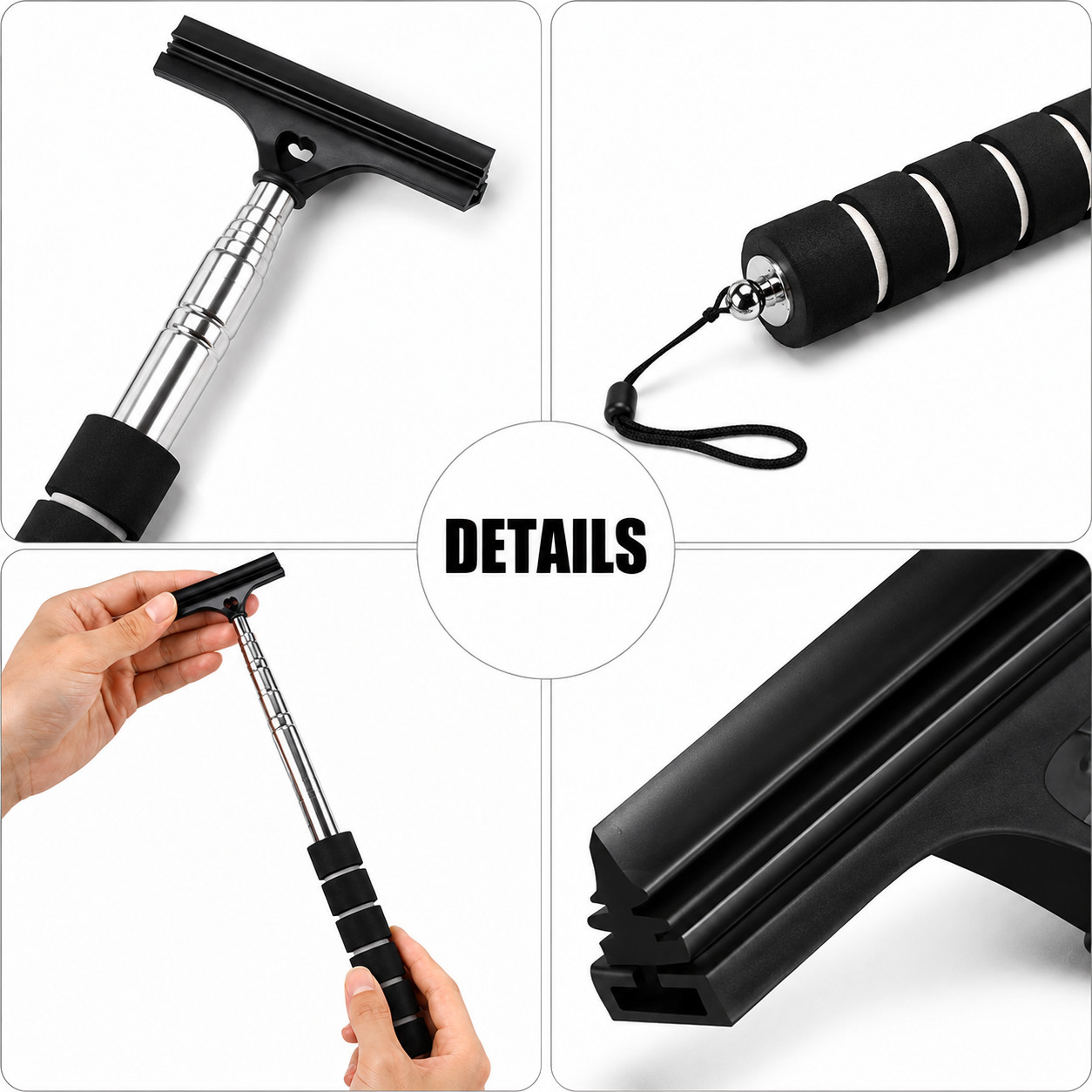 Extendable Car Rear View Mirror Wiper Auto Glass Cleaner Telescopic Cleaning Mop