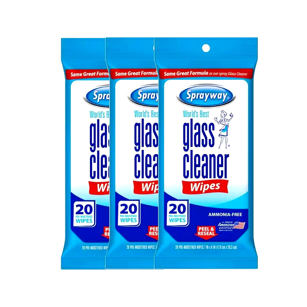 Sprayway World’s Best Glass Cleaner Ammonia Free Wipes – Pack Of 3