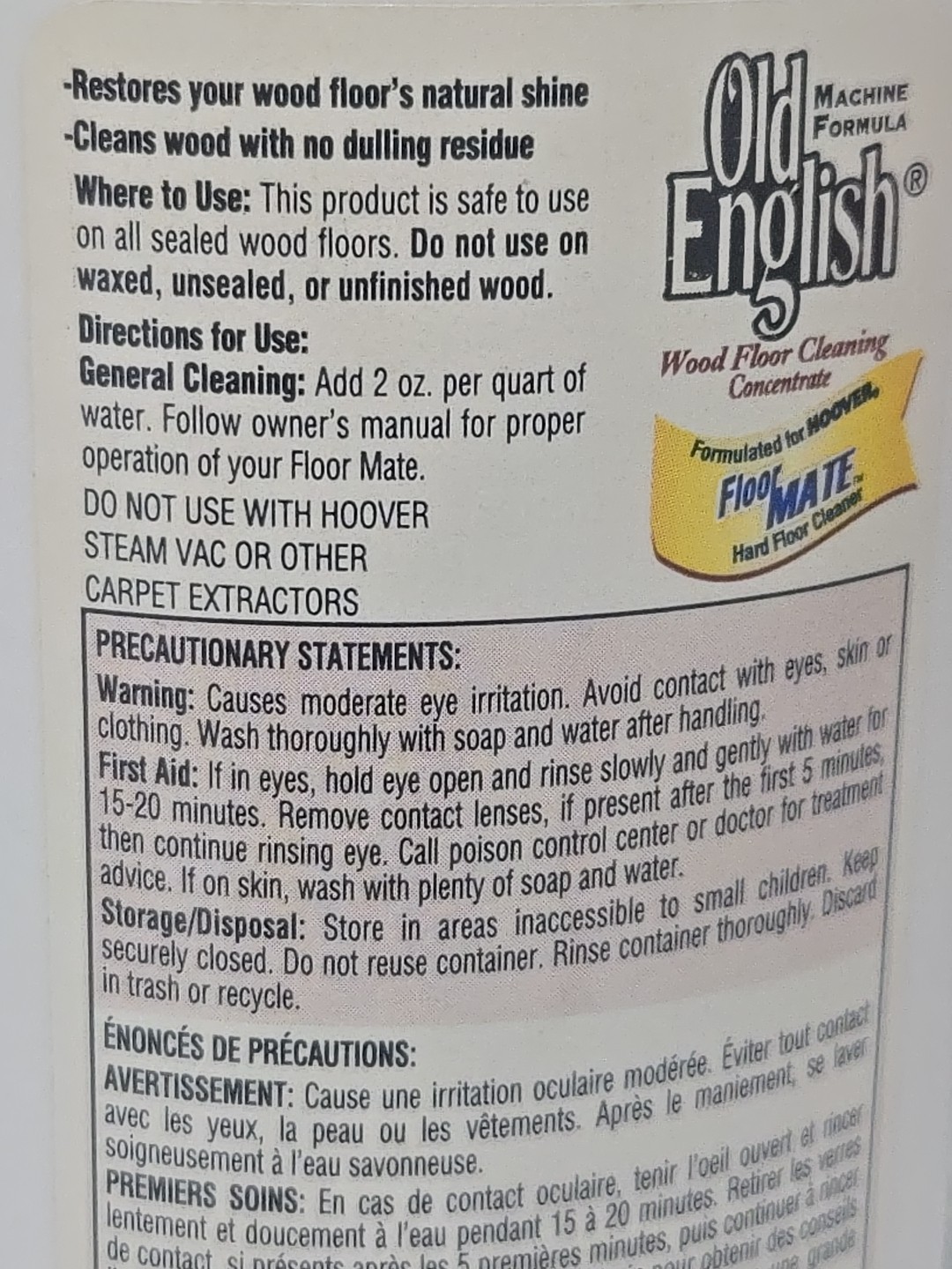 New Hoover Old English Wood Floor Cleaning Concentrate 8.0 Fl Oz (2) Bottles