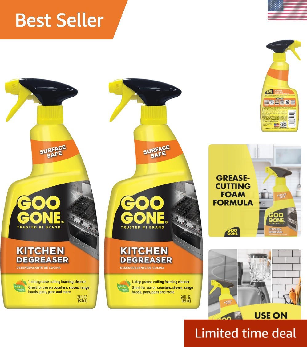 Powerful Foam Kitchen Degreaser – 2 Pack (28 oz Each) – Residue Free Fresh Scent