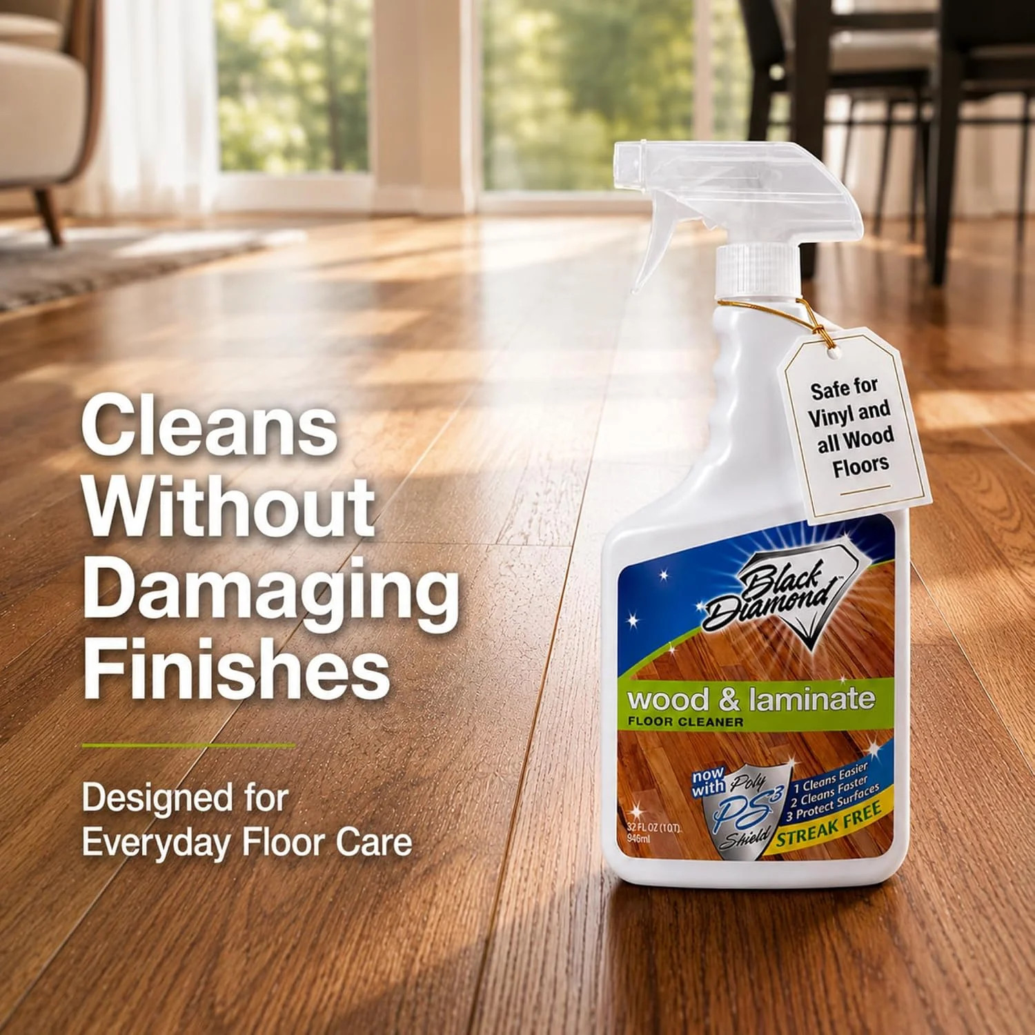 Black Diamond Stoneworks Wood & Laminate Floor Cleaner – No-Rinse Streak-Free Cl