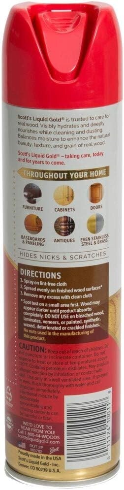 Scott’s Liquid Gold Aerosol Spray Wood Care Furniture Polish and Cleaner 10 oz