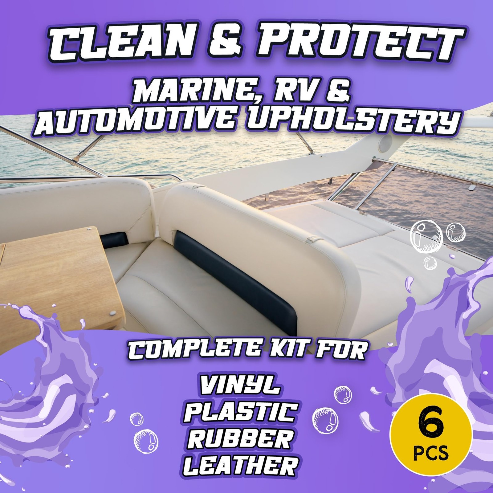 Salty Captain Sweet Seats Kit – Boat Upholstery Cleaner and Protectant Kit wi…