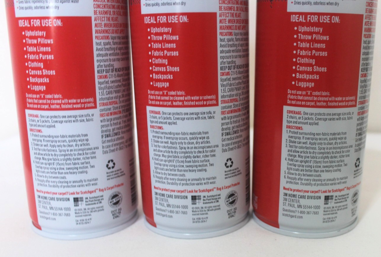 3 X Scotchgard Fabric Upholstery Water Shield Waterproof Protector 10 oz Each
