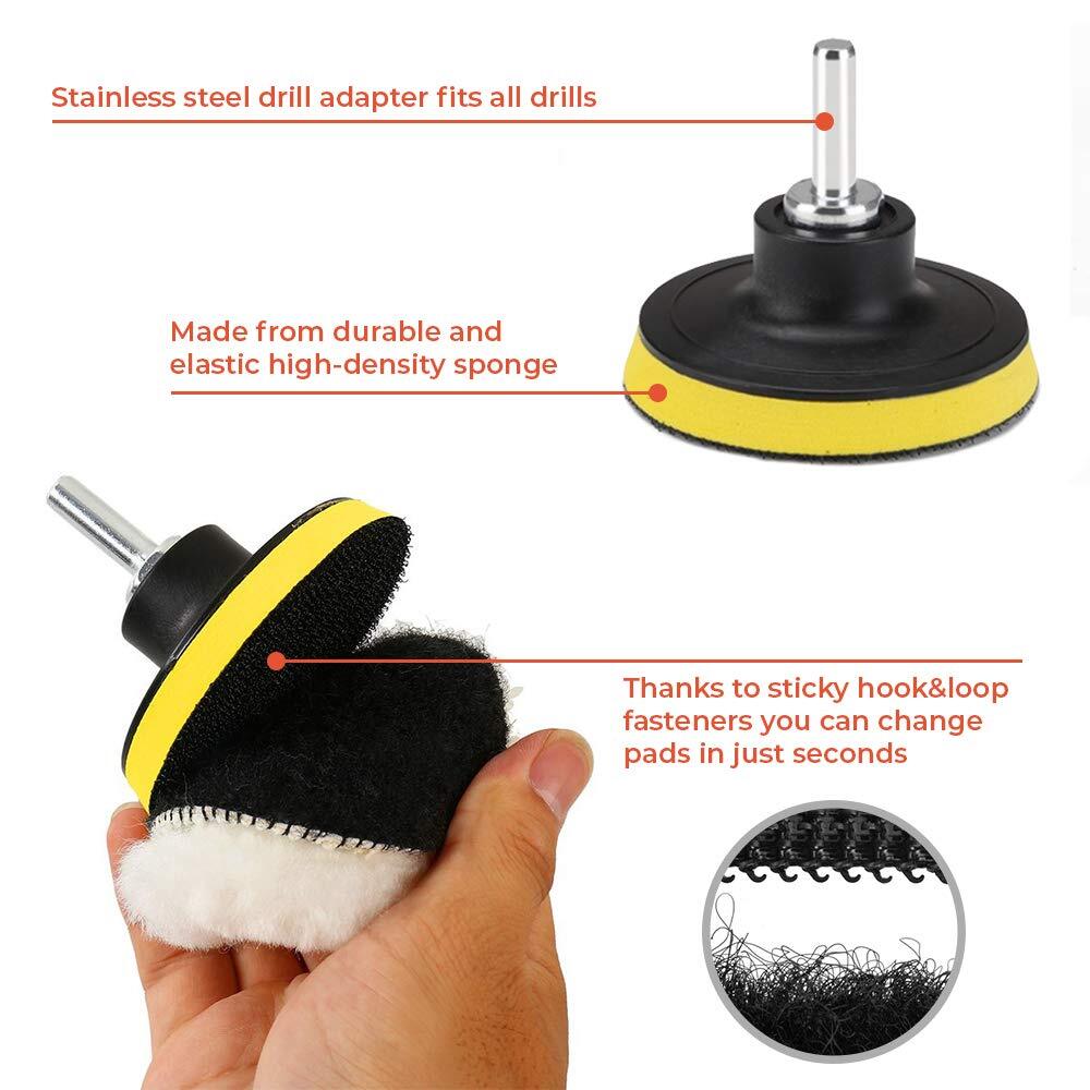 Car Polishers and Buffers Kit 11-PCs Polishing Pad Kit 3-in Polishing Wheel f…