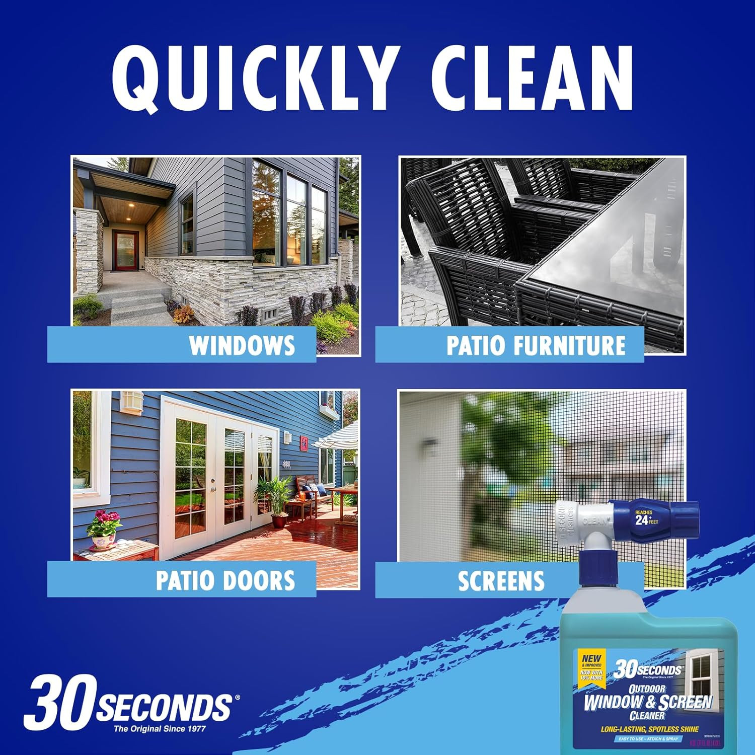 Outdoor Window & Screen Concentrated Cleaner for Glass, Patio Doors, Fiberglass,