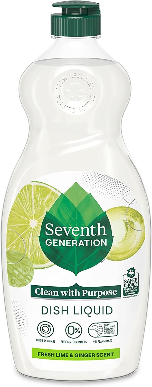 Seventh Generation Dish Soap Liquid Fresh Lime & Ginger Scent 19 Oz