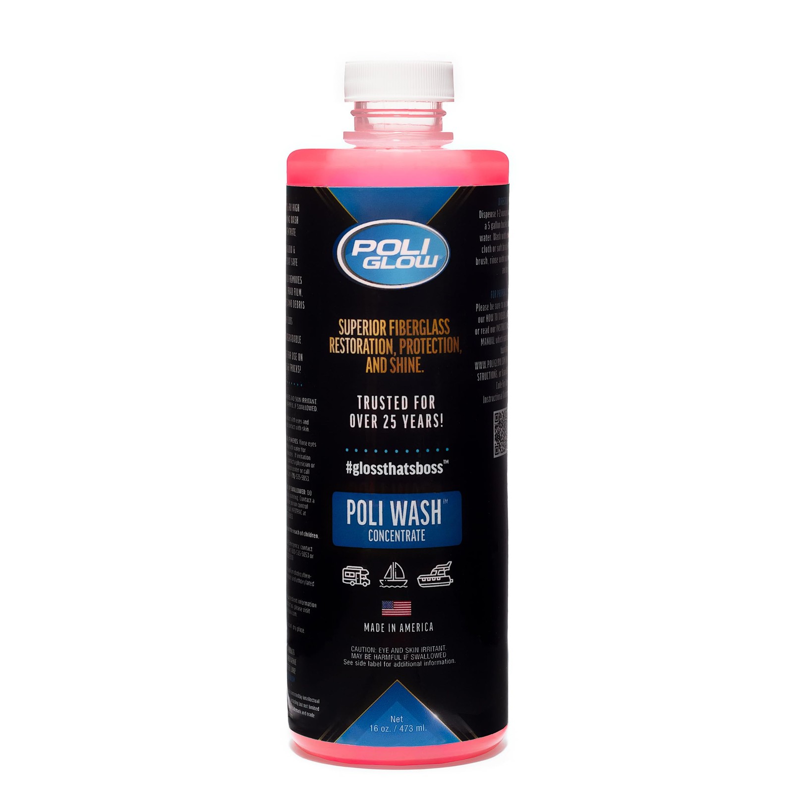 Poli Wash – 16 oz Concentrated Foaming Boat & RV Soap – pH Neutral, Biodegrad…