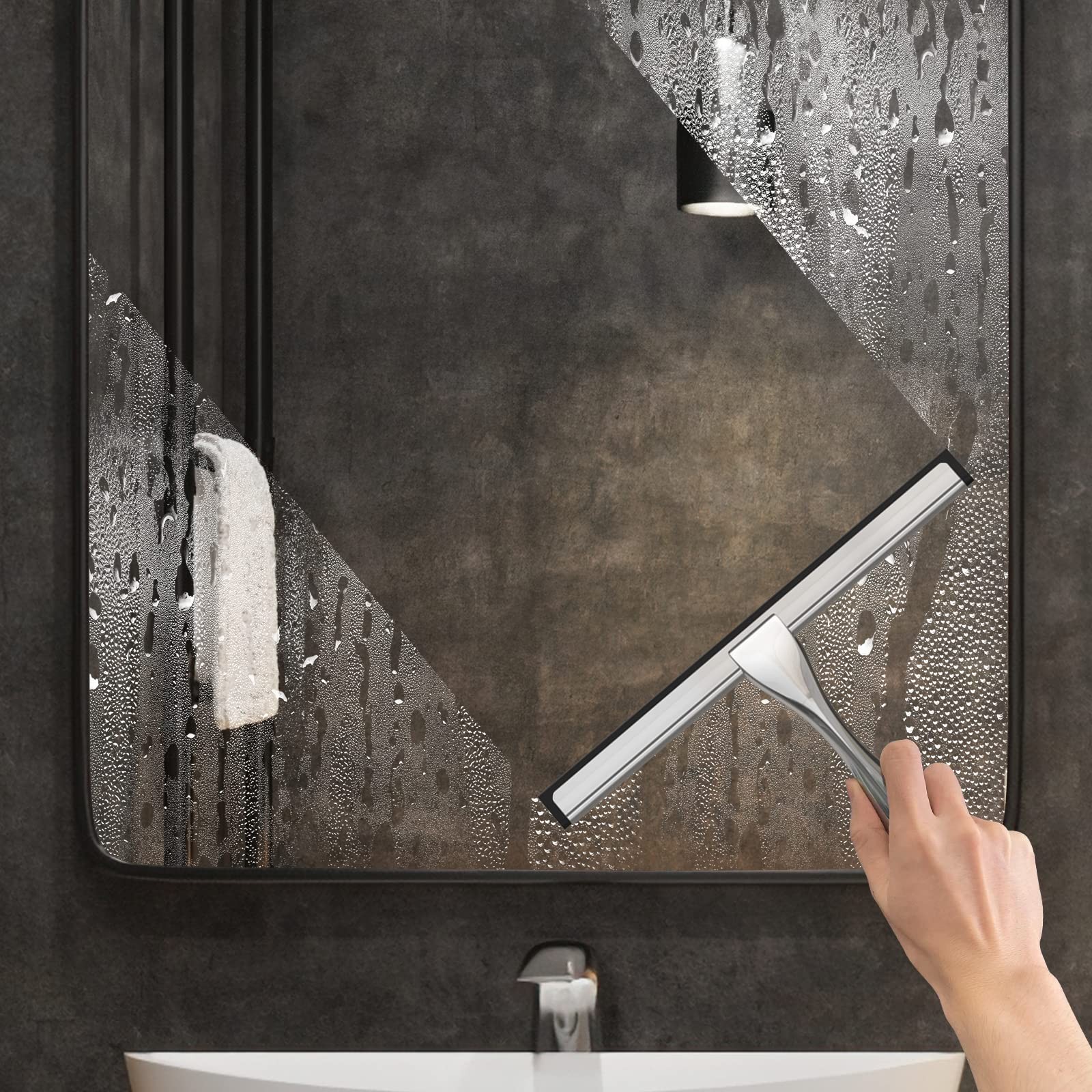 All Purpose Stainless Steel Shower Squeegee for Shower Glass Door with 2
