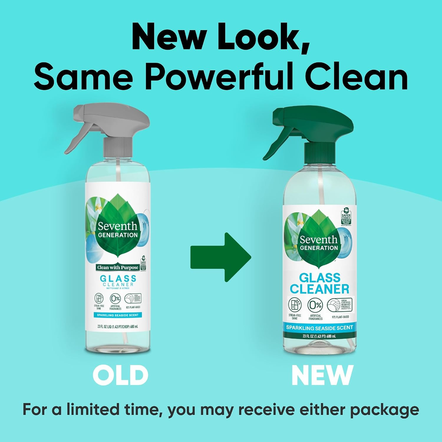 Seventh Generation Glass Cleaner Sparkling Seaside Spray 23 oz 4-Pack New
