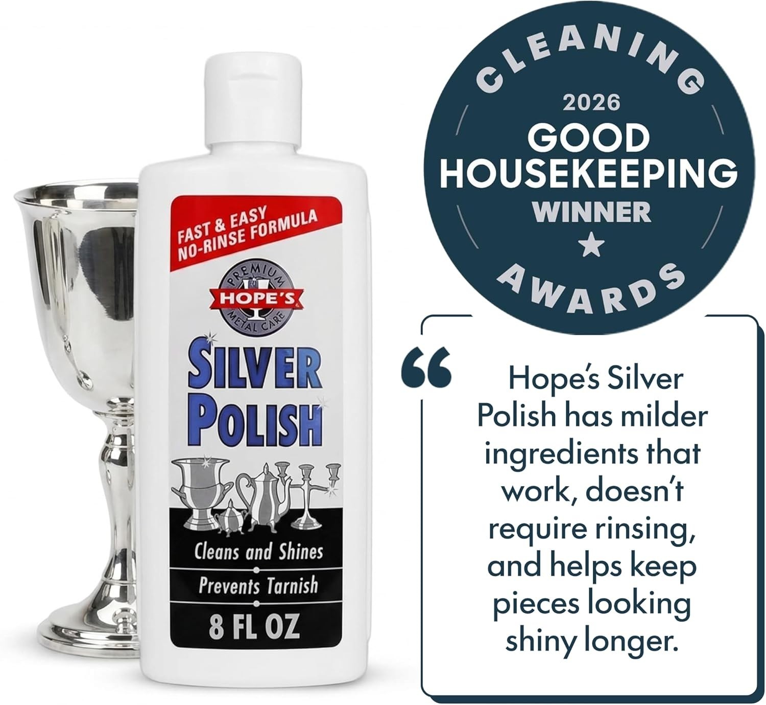 Hope’s Silver Polish Tarnish Remover Metal Cleaner & Shine 8 oz