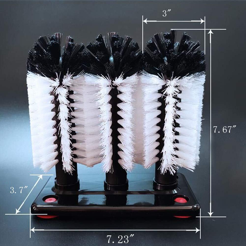 Water Bottle Cleaning Brush Glass Cup Washer with Suction Base 3 Head Bristle…