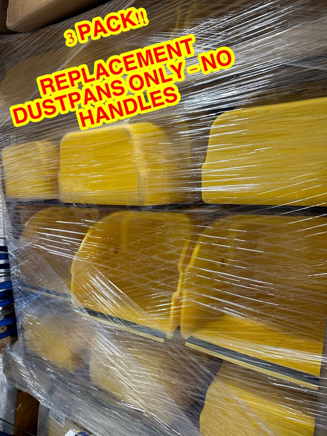 Quickie (3 PACK) Yellow Replacement Jumbo Plastic DUSTPANS ONLY – (NO HANDLES)
