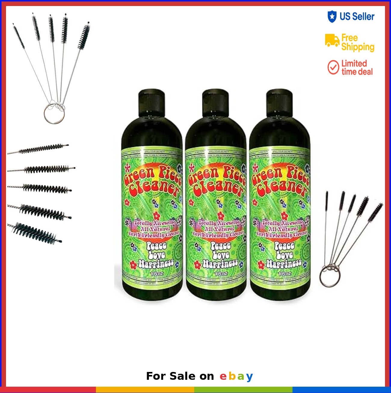 Glass Cleaner 3 Bottles 16 Oz Each Biodegradable USA Made with 5 Piece Mini