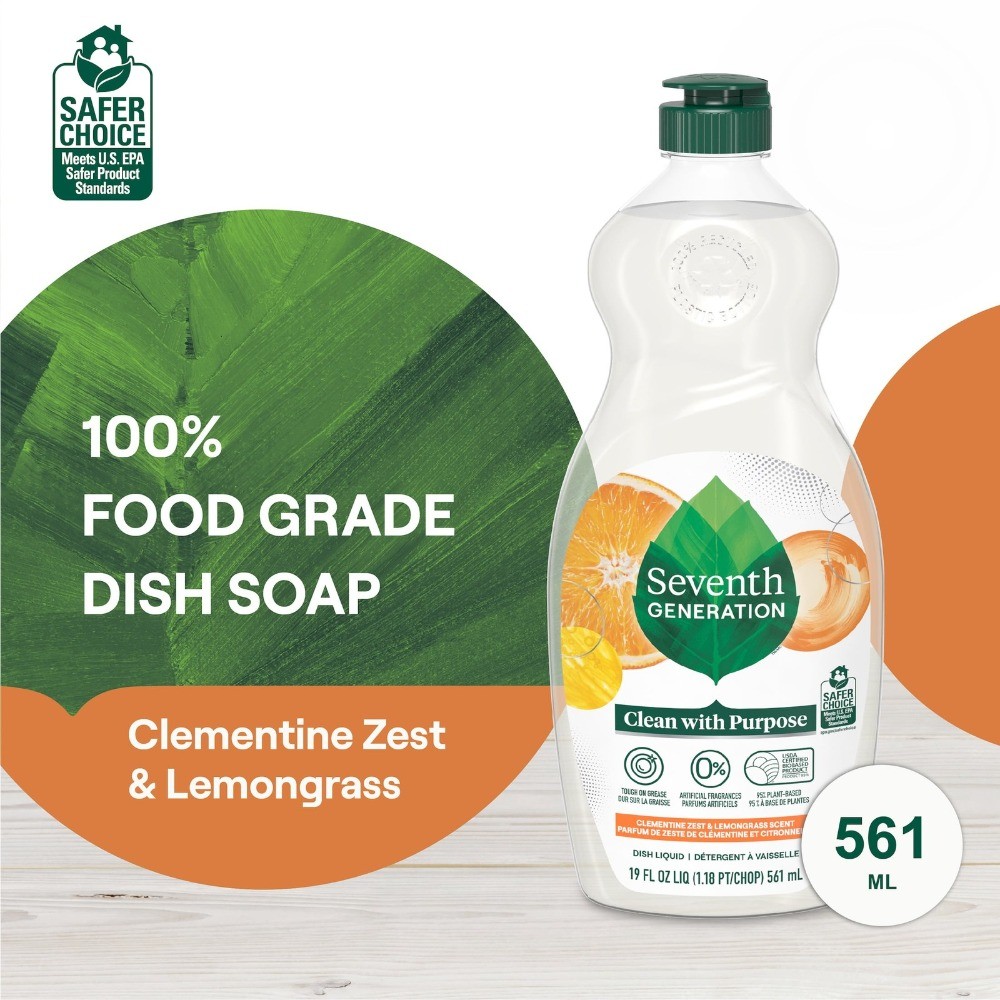 Dish Soap Liquid Cleanser with Clementine Zest and Lemongrass Scent 19 fl oz 2