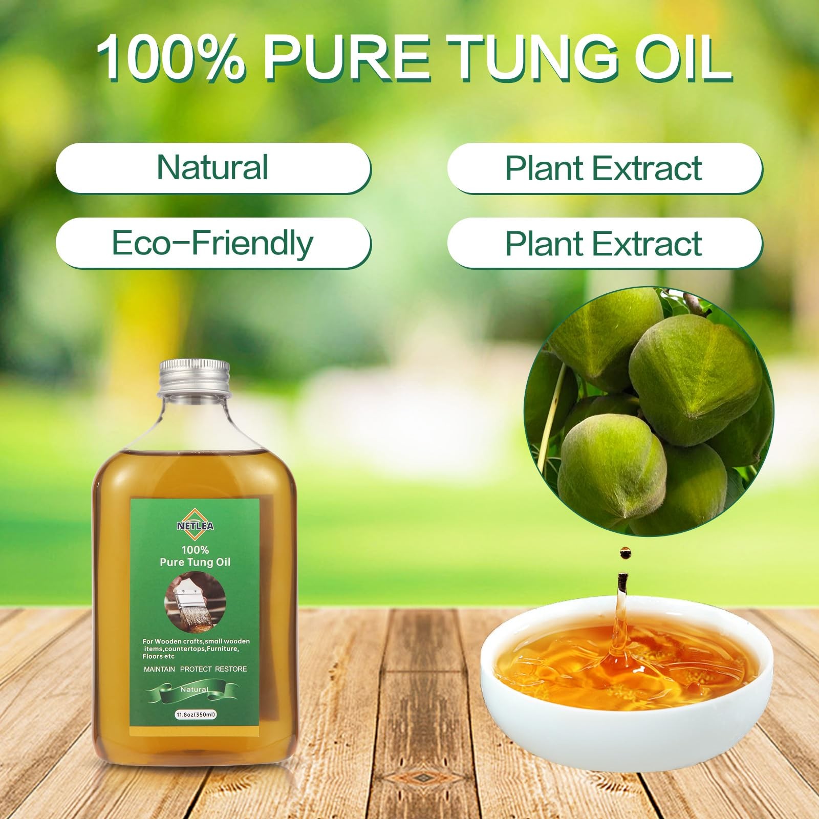 Small Woodworking Tung Oil, 11.8oz Pure Tung Oil for Wood Craft,Perfect for J…