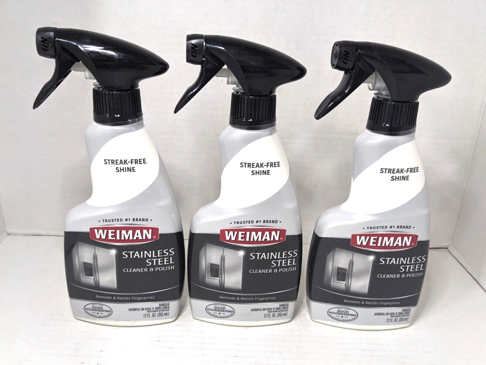 Lot of 3 Weiman Stainless Steel Cleaner and Polish Trigger Spray – 12 FL OZ Each
