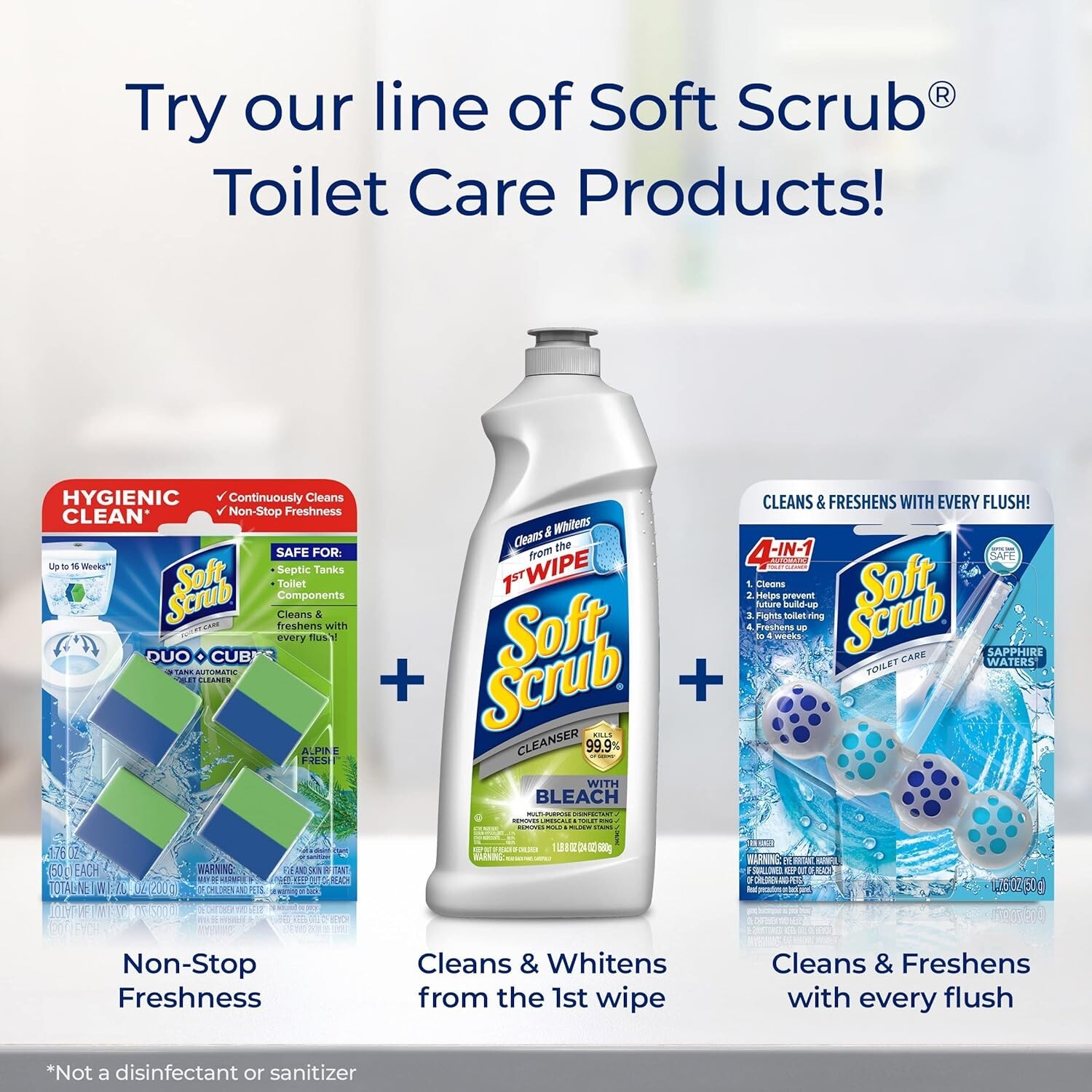 Soft Scrub in-Tank Toilet Cleaner Duo-Cubes, Alpine Fresh, 4 Count..