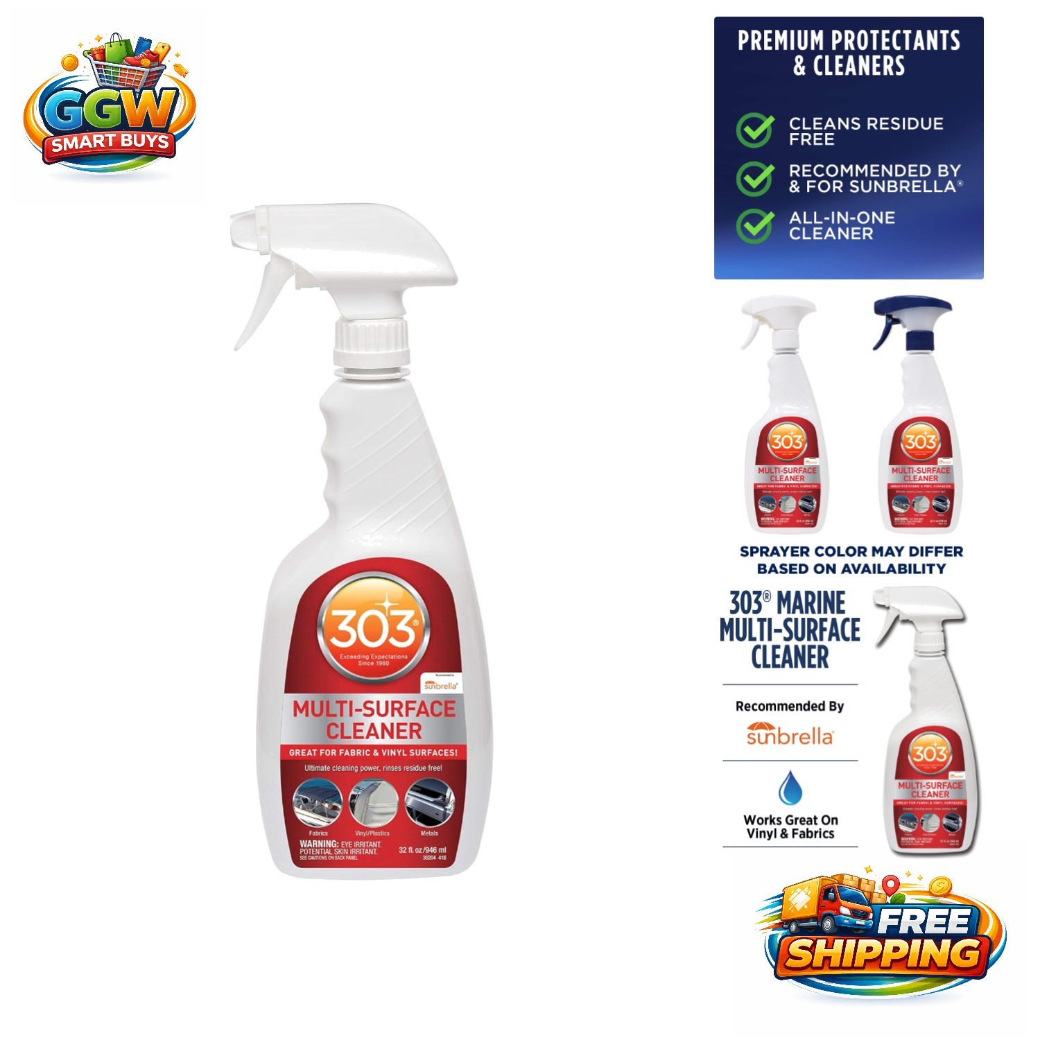 Sunbrella-Recommended 303 Marine Cleaner – 32oz for All Water Safe Surfaces
