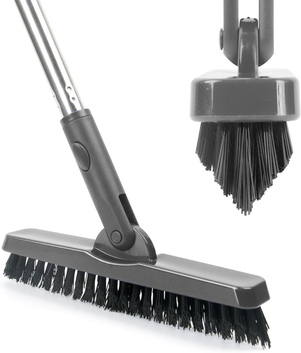 Heavy Duty Long Handle Scrub Brush, Tile Scrub Brush with Long Handle Stif