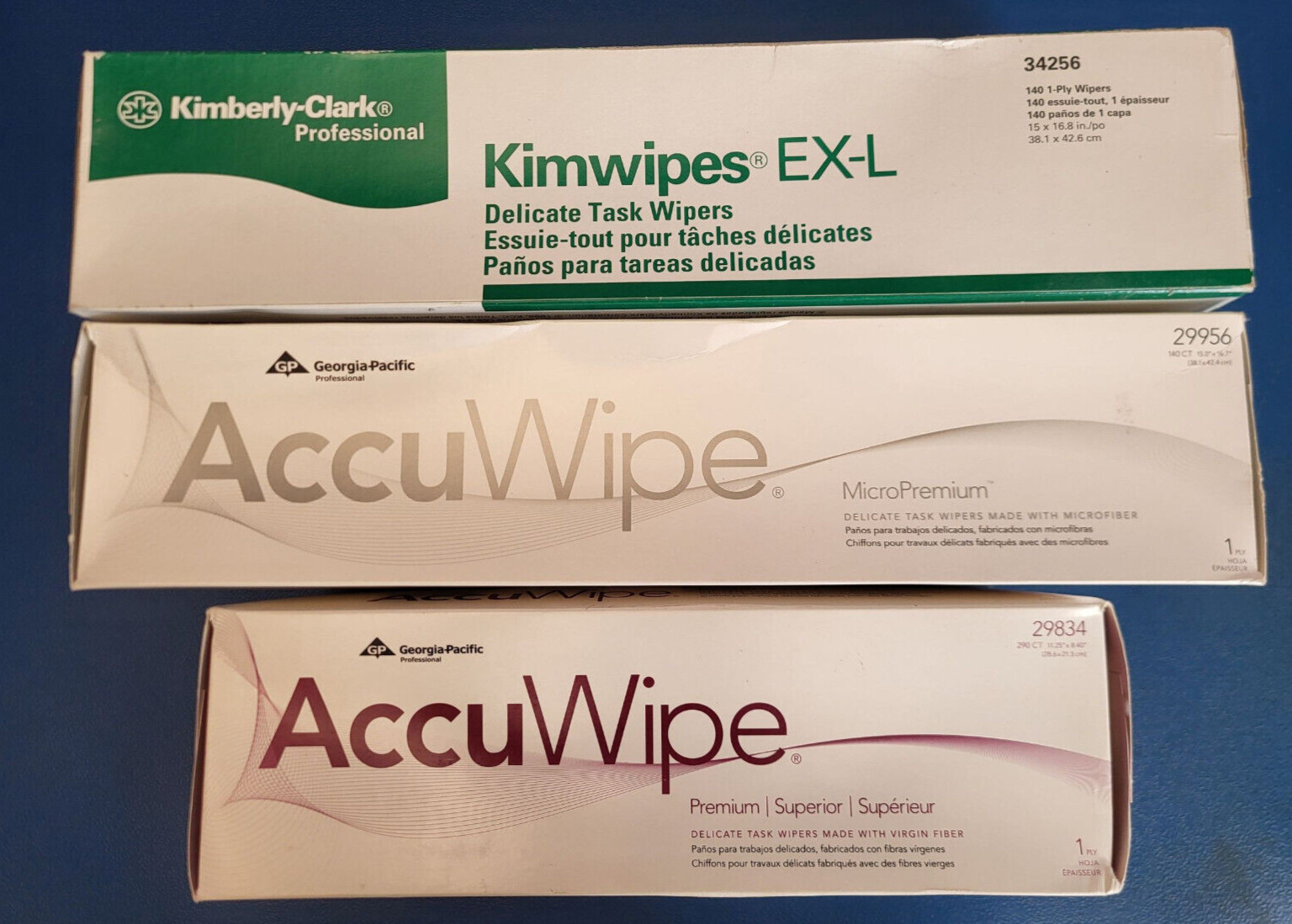 LOT OF 3 AccuWipe Kimwipes Delicate Task Wipers 15 x 16.7, 11.25 x 8.4