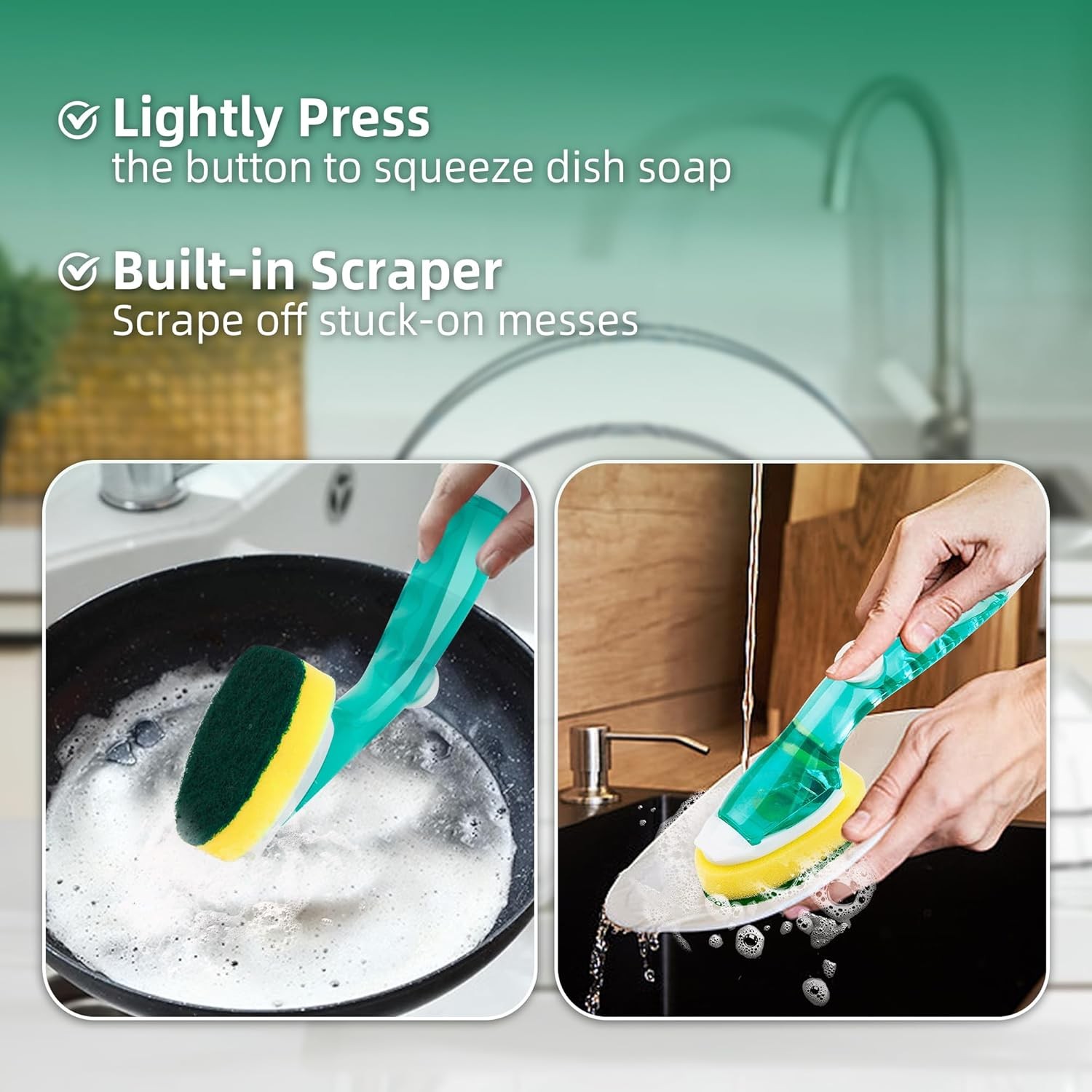 Non Scratch Dishwand Refills 6 Pack, Non-Scratch Replacement Sponge Heads for