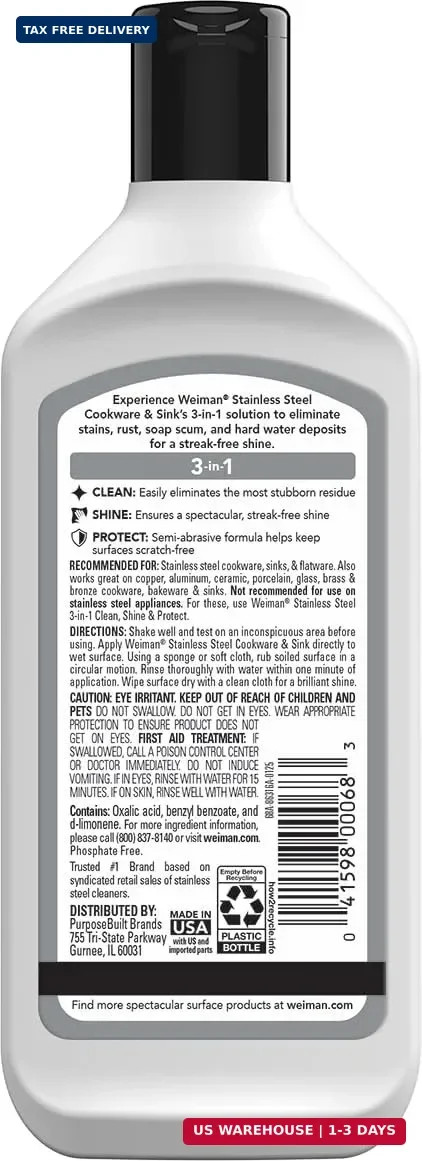 Weiman Stainless Steel Sink and Pots & Pans Cleaner and Polish