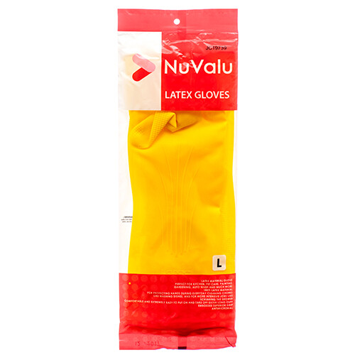 Yellow Latex Household Cleaning Dishwashing Gloves – 1 Pair (2 Gloves) – Large