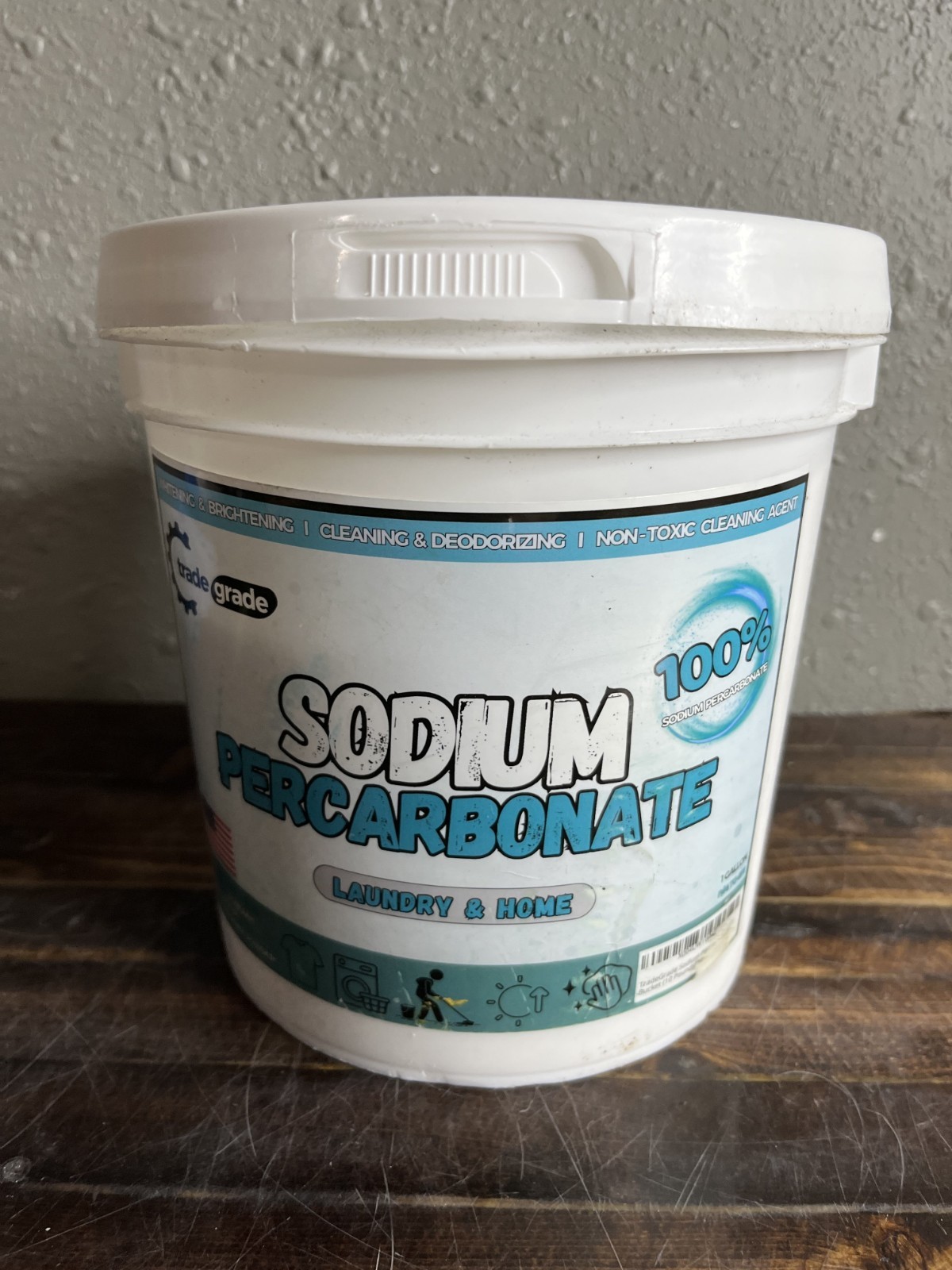TradeGrade 100% Sodium Percarbonate 10lb Bucket Laundry & Home Oxygen Bleach