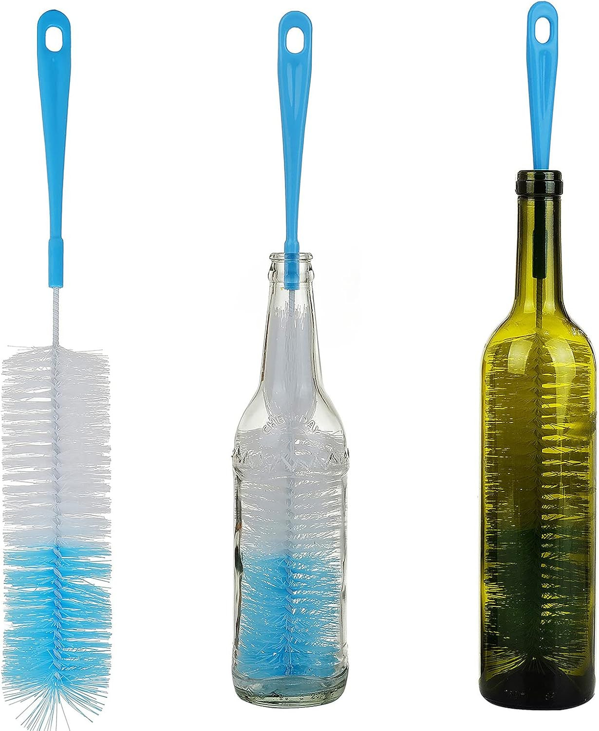 3-Pack 16″ Long Bottle Cleaning Brushes Narrow Neck Beer Wine Thermos (64 chars)