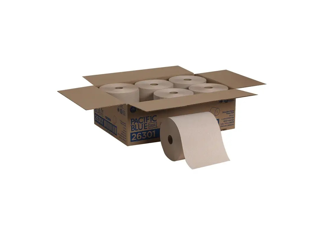 Pacific Blue Basic Roll Paper Towel 7.8X7.875 IN 800 FT 1PLY Kraft Standard Roll
