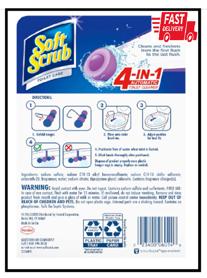 Soft Scrub 4-in-1 Rim Hanger Toilet Bowl Cleaner, Lavender