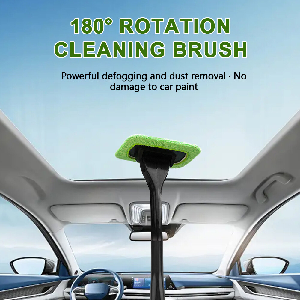 180° Rotatable Auto Car Windshield Cleaning Tool 5 Washable Microfiber Pads Kit