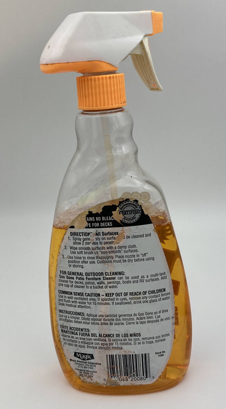 Goo Gone Outdoor Patio Furniture Cleaner Citrus Spray Rattan Wood Wicker Metal