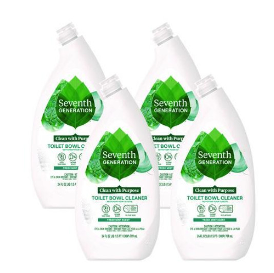Seventh Generation Toilet Bowl Cleaner, Fresh Mint Scent, 24 oz Bottle, 4/Carton