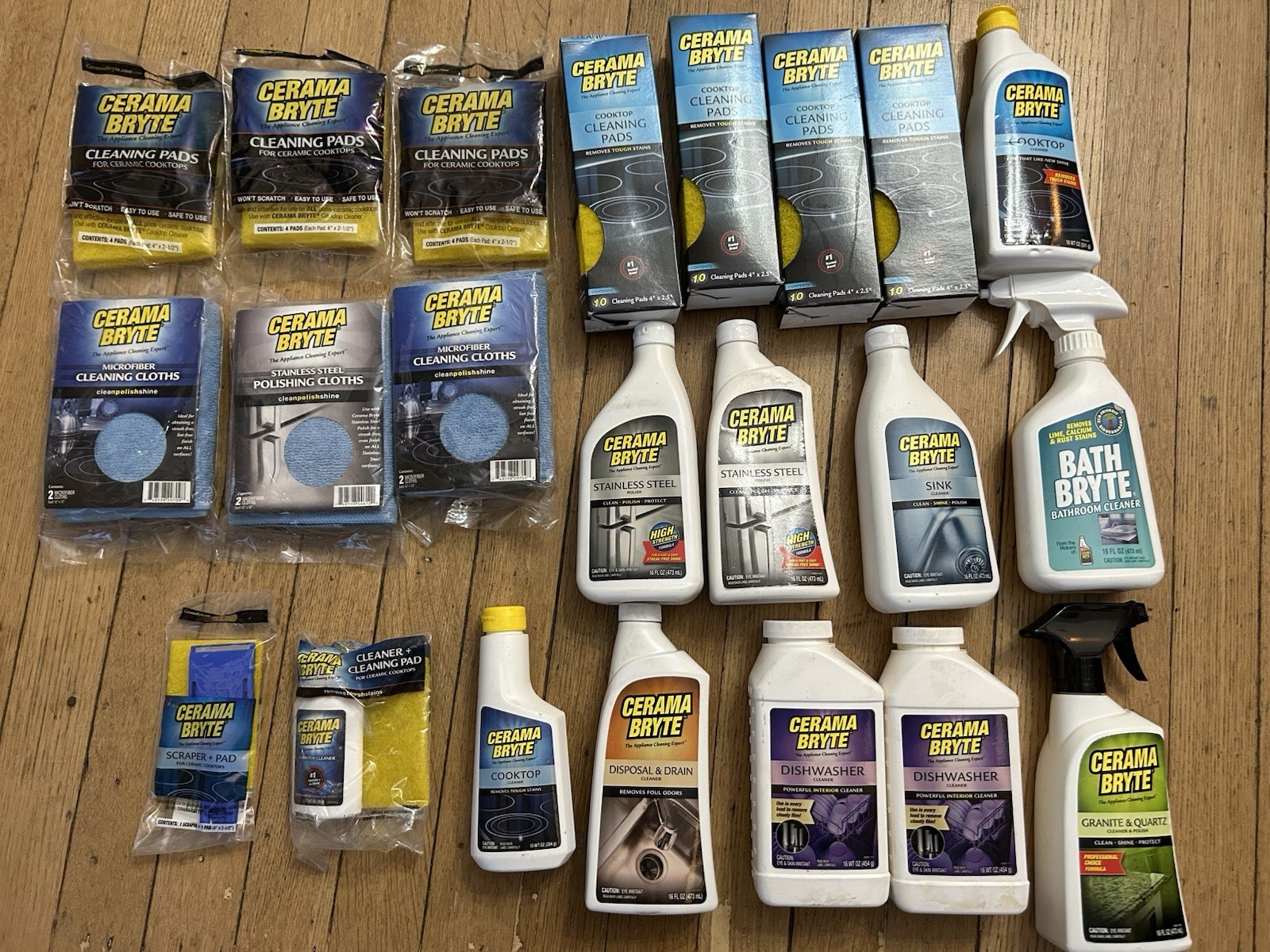 NEW Lot Of 22 Cerama Bryte Cleaning Supplies Stainless Steel Dishwasher Sink