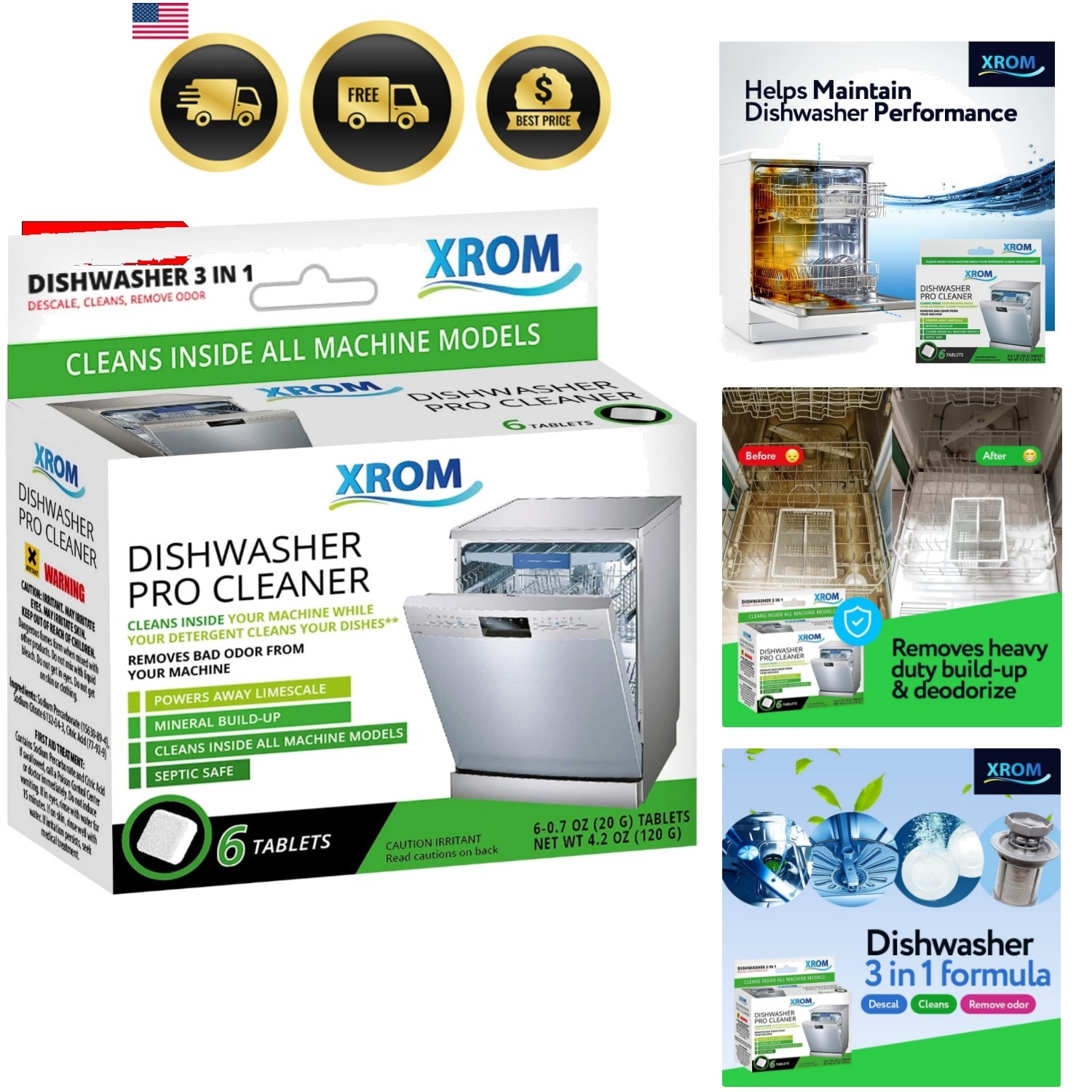 Dishwasher Cleaner Tablets, Plant Based, Deep Clean and Descaler, Removes Odo…
