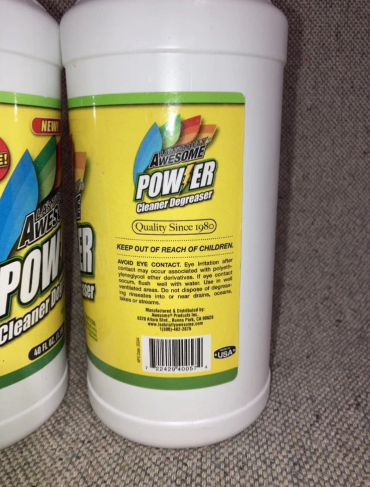 2 Pack LA’s Totally Awesome Power Cleaner Degreaser Spot Remover Spray 40 Oz Ea.