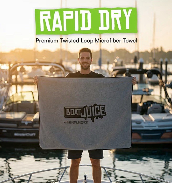 Boat Juice Exterior Cleaner 32oz + Rapid Dry Microfiber Towel 28×26 Bundle New