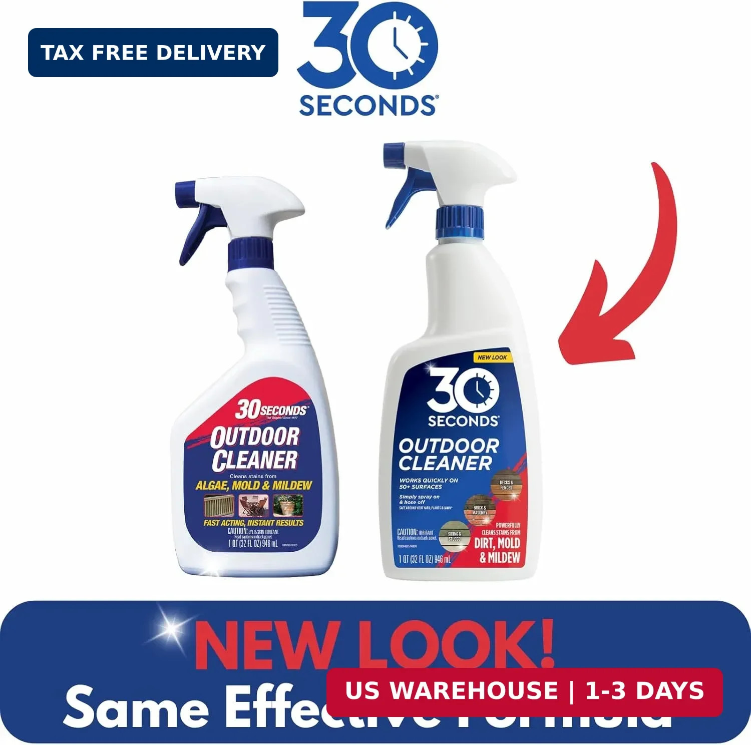 30 SECONDS Outdoor Mold & Mildew Stain Remover Spray | Ready To Use | 32 fl. oz.
