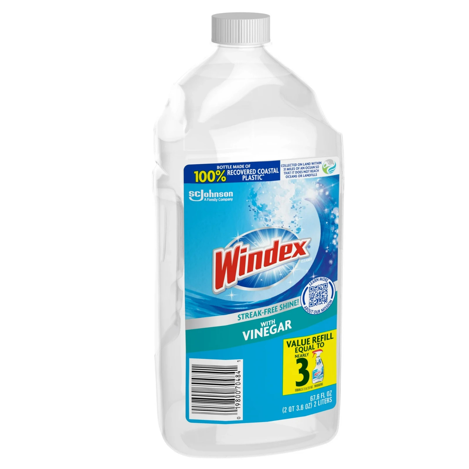 Windex with Vinegar Glass & Window Cleaner, and Refill Bottle, ( 67.6 fl oz )