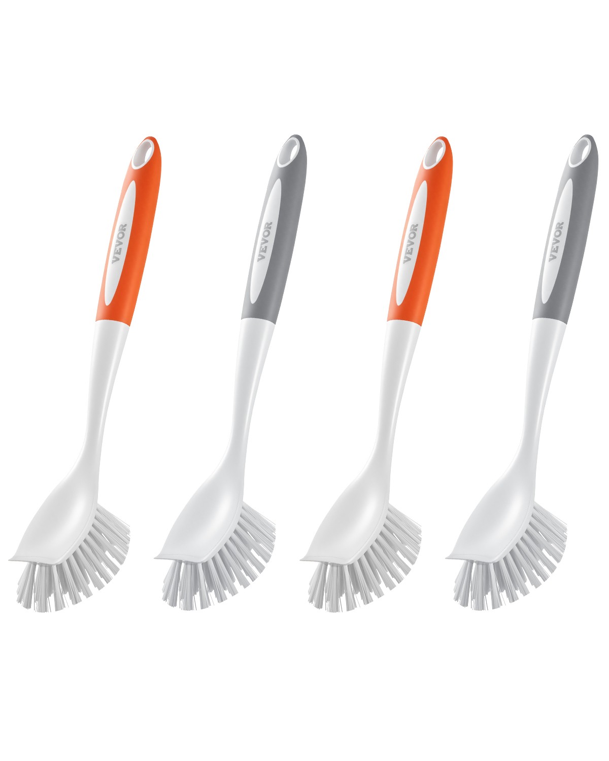 VEVOR Dish Brush 4 Pack Kitchen Scrub Brushes with PP Handle 2 Gray + 2 Orange